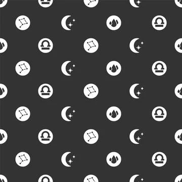 Set Water drop, Libra zodiac, Great Bear constellation and Moon and stars o.. Ilustração Stock