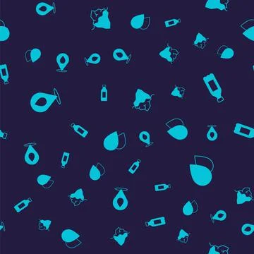 Set Water drop with location, Bottle of water, Iceberg and on seamless pattern Stock Illustration