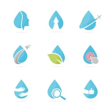 Set of water drop logo combination. Oil and droplet symbol or icon. Unique aqua Stock Illustration