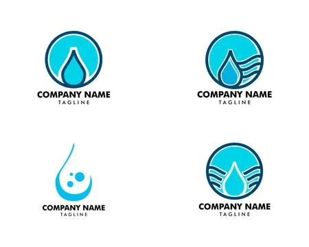 Set of Water drop logo design element vector illustration icon droplet ener.. Stock Illustration