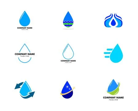 Set of Water drop logo design vector template Stock Illustration
