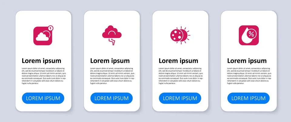 Set Water drop percentage, Eclipse of the sun, Cloud and lightning and Weather Illustrazione stock