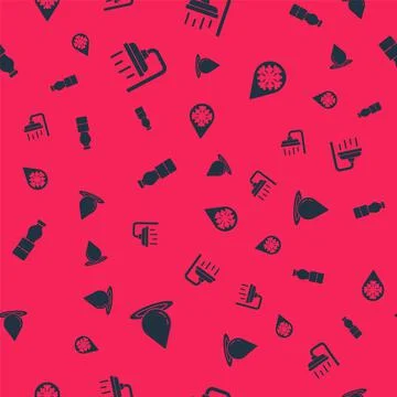 Set Water drop, Shower head, Bottle of water and Defrosting on seamless pattern Stock Illustration