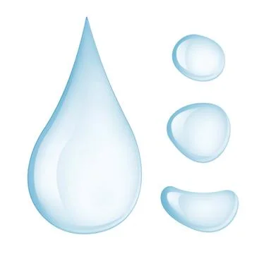Set of water drops close-up on a white. Isolated Stock Photos
