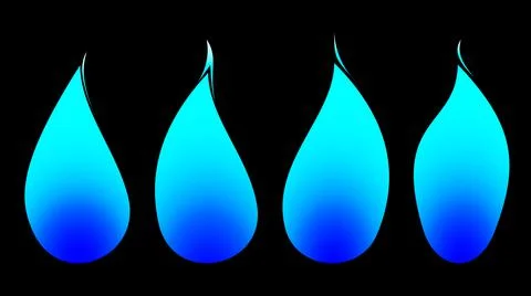 Set of water drops elements on black background Stock Illustration