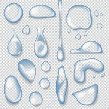 Set of water drops, realistic vector Stock Illustration