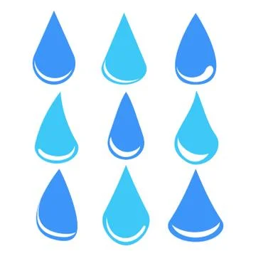 Set of water drops, stock vector illustration Illustrazione stock