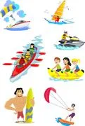 Set of Water Extreme Sports Icons, Isolated Design Elements for