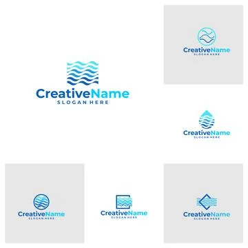 Set of Water logo vector template. Creative Water logo design concepts Stock Illustration