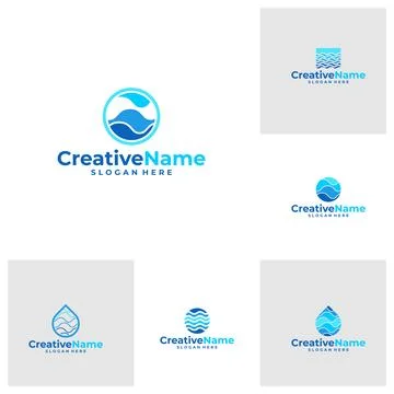 Set of Water logo vector template. Creative Water logo design concepts Stock Illustration
