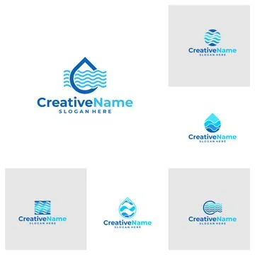 Set of Water logo vector template. Creative Water logo design concepts Stock Illustration