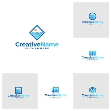 Set of Water logo vector template. Creative Water logo design concepts Stock Illustration
