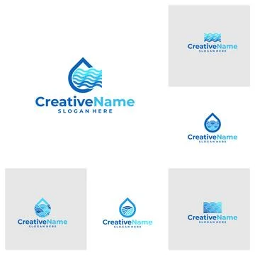 Set of Water logo vector template. Creative Water logo design concepts Stock Illustration