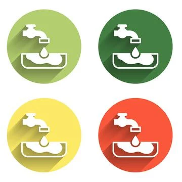 Set Water problem icon isolated with long shadow background. Poor countries.. Illustrazione stock