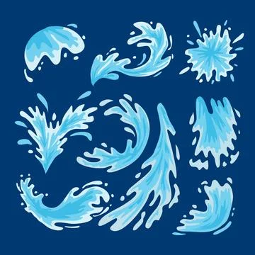 Set of Water Splash set collection, Water Spray for World Water Day Vector .. Stock Illustration