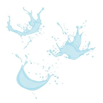 Set of water splashes with splashes Stock Illustration
