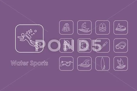 Set Of Water Sports Simple Icons