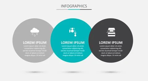 Set Water tap, Cloud with rain and Well. Business infographic template. Vecto Illustration