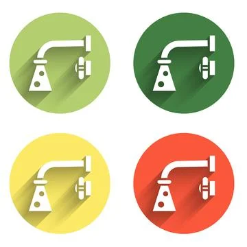 Set Water tap icon isolated with long shadow background. Color circle butto.. Stock Illustration
