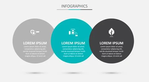 Set Water tap, Leaf garden blower and Tree. Business infographic template. .. イラスト素材