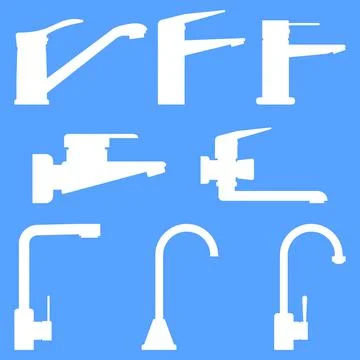 A set of water taps for the kitchen and bathroom.  Stock Illustration