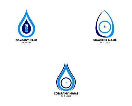 Set of Water Time Icon Logo Design Element Stock Illustration