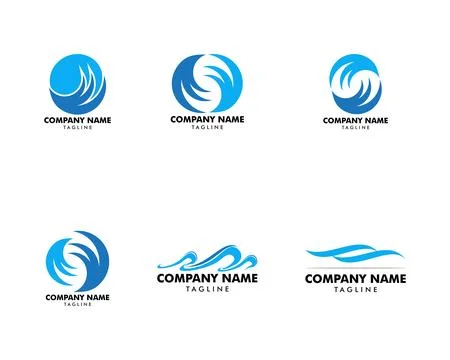 Set of Water wave icon vector illustration design logo Stock Illustration