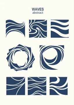 Set Water Wave Logo abstract design. Cosmetics Surf Sport Logoty Stock Illustration