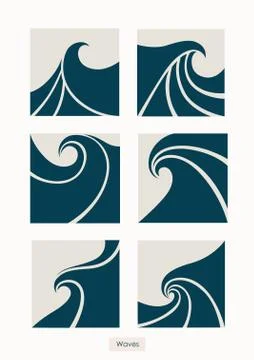 Set Water Wave Logo abstract design. Cosmetics Surf Sport Logoty Stock Illustration