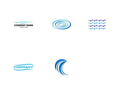 Set of Water Wave Logo Abstract Design Vector Template Stock Illustration