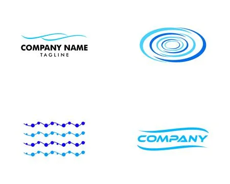 Set of Water Wave Logo Abstract Design Vector Template Stock Illustration
