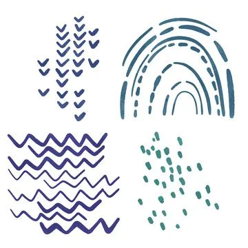 Set of watercolor abstract elements, hand drawn vector illustration. Stock Illustration