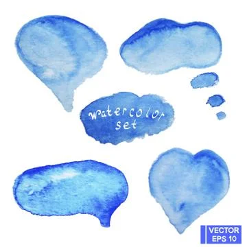 Set watercolor cloud for text Stock Illustration