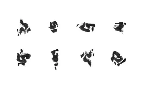 Set of watercolor decorative elements. Brush strokes vector illustration. Bla 스톡 일러스트
