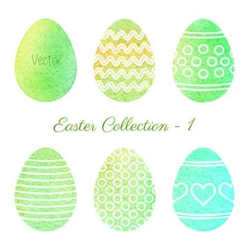 Set of watercolor Easter elements Stock Illustration