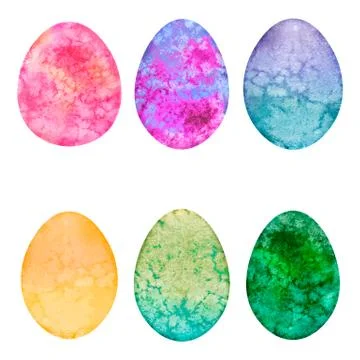 Set of watercolor eggs. Easter design elements. 스톡 일러스트