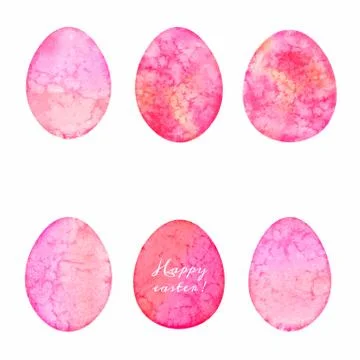 Set of watercolor eggs. Easter design elements. 스톡 일러스트