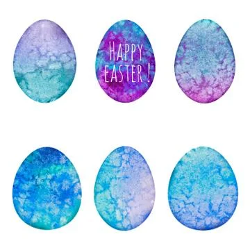 Set of watercolor eggs. Easter design elements. Stockillustratie