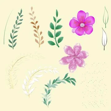 Set of watercolor elements for design Stock Illustration