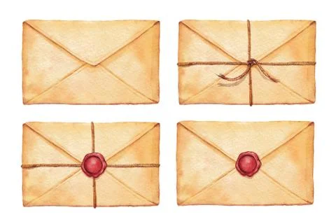Set watercolor envelope 스톡 일러스트