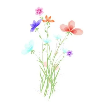 Set of watercolor floral elements for design Stock Illustration
