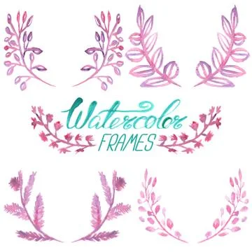 Set of watercolor floral frames Stockillustratie