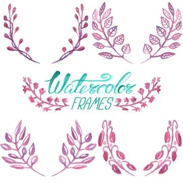 Set of watercolor floral frames Stockillustratie