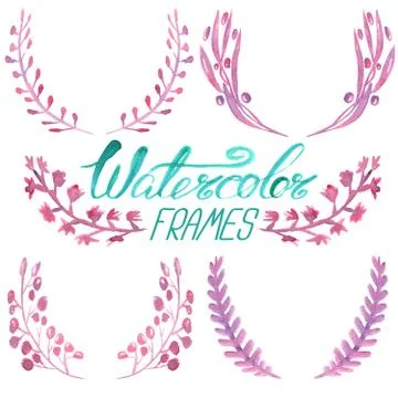 Set of watercolor floral frames 스톡 일러스트