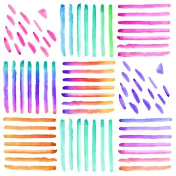 Set of watercolor hand drawn elements Stock Illustration