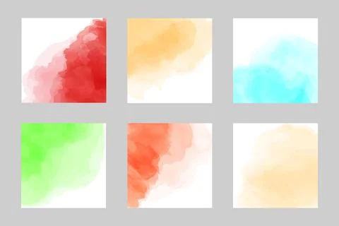 Set of watercolor multicolored posters Vector templates for your advertising Stock Illustration