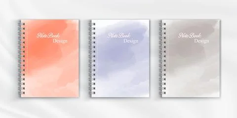 Set of watercolor notebook cover background design Stock Illustration