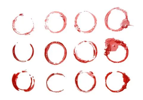 Set of watercolor red circle on white background. Textures for design. Divorc Illustrazione stock