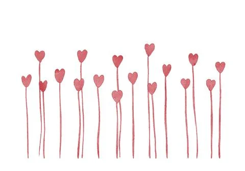 Set of watercolor red hearts. Vector illustration. Stock Illustration