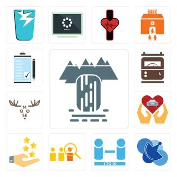 Set of waterfall, telecom, number players, advisor, customer experience, car  Illustrazione stock gratuita